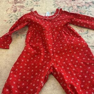 Red Floral Long Sleeve Jumpsuit